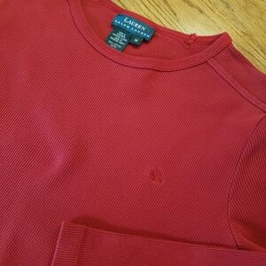 Vtg Lauren Ralph Lauren Deep Red Ribbed 3/4-Sleeve Tee Size: M